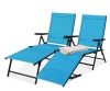 Set of 2 Outdoor Patio Chaise Recliner Lounge Chairs w/ Rust-Resistant Frame, Teal