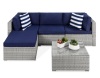 5-Piece Modular Wicker Sectional Conversation Set w/ 2 Pillows, Coffee Table