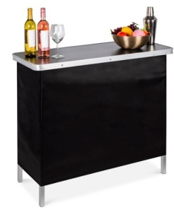 Portable Pop-Up Bar Table w/ Carrying Case, Removable Skirt