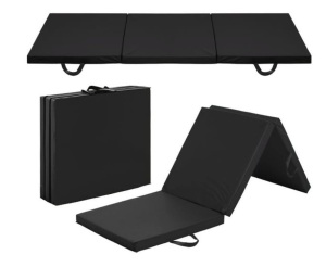 6x2ft Tri-Fold Foam Exercise Gym Floor Mat for Yoga, Aerobics, Martial Arts w/ Handles - Black