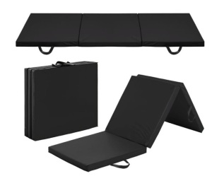 6x2ft Tri-Fold Foam Exercise Gym Floor Mat for Yoga, Aerobics, Martial Arts w/ Handles - Black