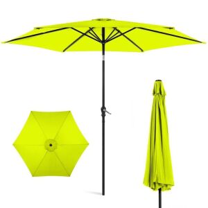 Outdoor Steel Market Patio Umbrella Decoration w/ Tilt, Crank Lift - 10ft, Light Green