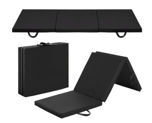 6x2ft Tri-Fold Foam Exercise Gym Floor Mat for Yoga, Aerobics, Martial Arts w/ Handles - Black