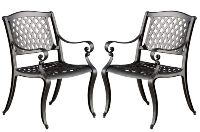 Christopher Knight Home Hallandale Outdoor Cast Aluminum Chairs, 2-Pcs Set