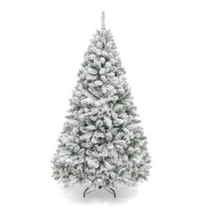 Premium Snow Flocked Artificial Pine Christmas Tree w/ Foldable Metal Base, Appears New