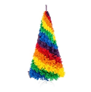 7ft Artificial Rainbow Full Fir Christmas Tree Holiday Decor w/ Metal Stand, Appears New