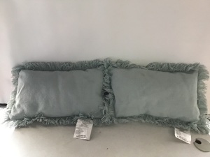 Basketweave Lumbar Outdoor Throw Pillow Light Blue- Threshold, LOT of 2, Like New, Retail - $20