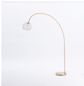 West Elm, Acrylic Shade Overarching Floor Lamp Antique Brass Smoke Acrylic (76"'), Like New, Has Minor Crack in Cover, Retyail - $399