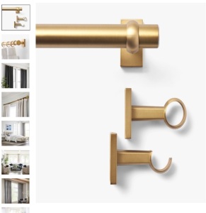 Pottery Barn, Brass Curtain Rod & Wall Bracket, Like New, retail - $159