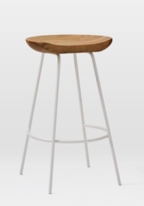 West Elm, Alden Wood Counter Stool, Wood, Raw Mango, Whitewashed, Like New, Retail - $219