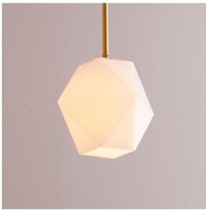 West Elm, Sculptural Glass Shade, Small Faceted, Milk, Like New, Retail - $139