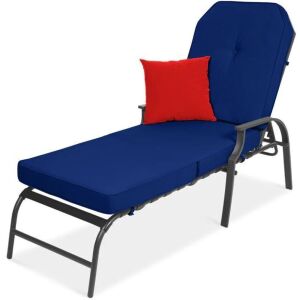 Outdoor Chaise Lounge Recliner Chair Furniture w/ 2 Cushions 