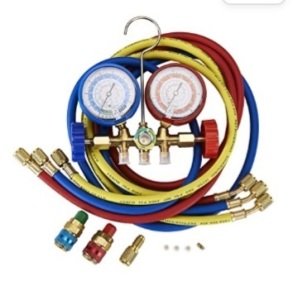 5FT AC Diagnostic Manifold Freon Gauge Set Fits for R134A R12, R22,R502, with Couplers, Adapter for Car A/C System Automotive AirConditioning Maintenance, Like New, retail - $33.29