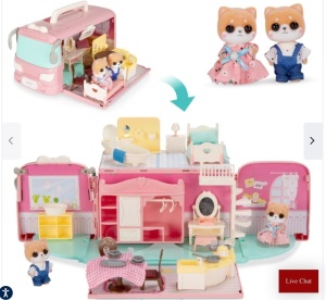 Camper Van Playset Pretend Play Dollhouse with Tiny Critters, Like New, retail - $29.99