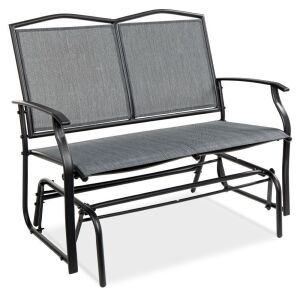 2-Person Patio Loveseat Swing Glider, Bench Rocker w/ Armrests 