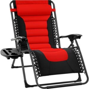 Oversized Padded Zero Gravity Chair, Folding Recliner w/ Headrest, Side Tray 