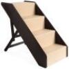 Foldable Adjustable, Non-Slip Wide Wooden Carpeted Pet Step Stairs