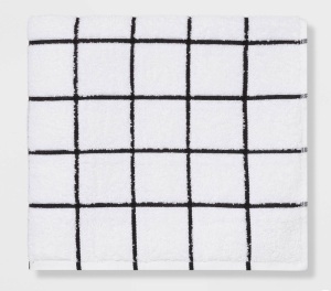 Everyday Grid Bath Towel Black/White - Room Essentials , LOT of 2 , Like New, Retail - $5