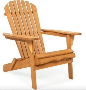 Folding Wooden Adirondack Chair Accent Furniture w/ Natural Finish - Brown