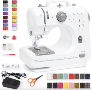 6V Portable Foot Pedal Sewing Machine w/ 12 Stitch Patterns