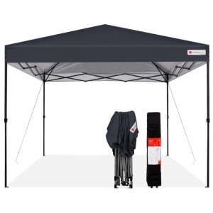 One-Person Setup Instant Pop Up Canopy w/ Wheeled Bag - 10x10ft, Gray