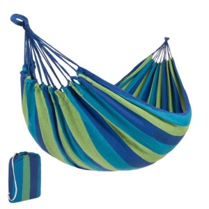 2-Person Brazilian-Style Double Hammock w/ Portable Carrying Bag, Blue