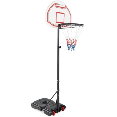 Kids Height-Adjustable Basketball Hoop, Portable Backboard System w/ Wheels, White Backboard