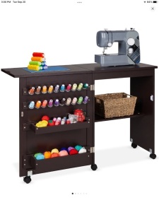 Best Choice Products Sewing Machine Table & Desk w/ CraftStorage and Bins - Espresso, Like New, Retail - $119.99