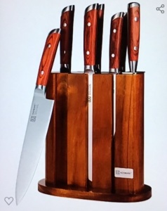 Kitchen Knife Set with Block Sharp Chef Knife Set GermanStainless Steel Professional Cooking Cutting Knives Set withHoning Steel-KEEMAKE, Like New, Retail - $79.99