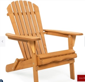 Folding Wooden Adirondack Chair Accent Furniture w/ Natural Finish - Brown, Like New, Retail - $69.99