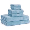 Lot of (2) JMD TEXTILE Quick-Dry 100% Combed Cotton Bathroom Jacquard Towels, 6-Peice Set, Light Blue - New 