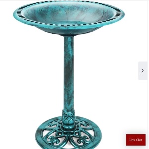 Vintage Outdoor Garden Bird Bath w/ Fleur-de-Lis Accents, Like New, Retail - $39.99