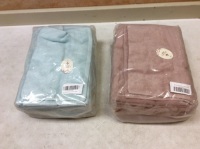 Lot of (2) JMD TEXTILE Quick-Dry 100% Combed Cotton Bathroom Jacquard Towels, 6-Peice Set, Coffee & Light Blue&nbsp;