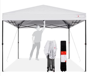 Best Choice Products 10x10ft Easy Setup Pop Up CanopyInstant Portable Tent w/ 1-Button Push, Wheeled Carry CaseWhite, Like New, Retail - $139.99