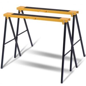 Set of (2) Heavy Duty Sawhorse with Steel Folding Legs