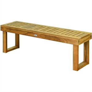 52" Acacia Wood Dining Bench with Slatted Seat