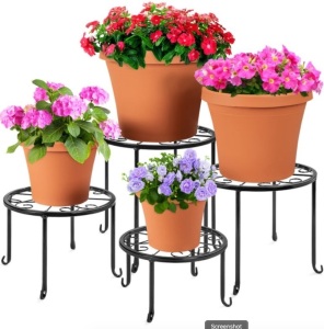 Set of 4 Indoor Outdoor Metal Nesting Plant Stands, Flowerpot Holders