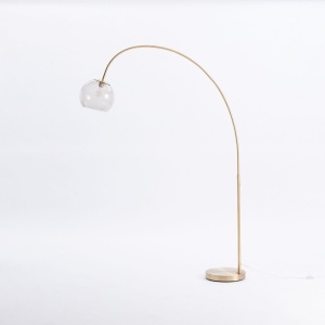 West Elm, Acrylic Shade Overarching Floor Lamp Antique BrassSmoke Acrylic (76"), Like New, Retail - $399