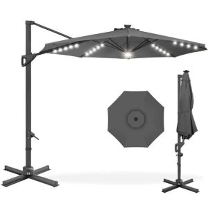 360-Degree Solar LED Cantilever Offset Patio Umbrella w/ Tilt - 10ft