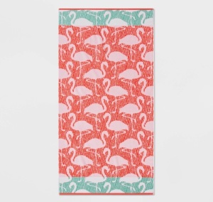 XL Flamingo Print Beach Towel - Sun Squad, LOT of 2, New, retail - $15