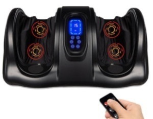 Therapeutic Foot Massager w/ High Intensity Rollers, Remote, 3 Modes, Satin Black