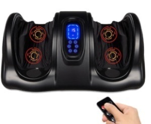 Therapeutic Foot Massager w/ High Intensity Rollers, Remote, 3 Modes, Satin Black