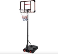 Kids Height-Adjustable Basketball Hoop, Portable Backboard System w/ Wheels