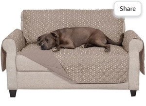 Furhaven Furniture Cover for Dogs and Cats - Water-ResistantReversible Polka Paw Design Living Room Furniture Protector,Washable, Biscuit Brown, Loveseat, Like New, Retail - $36.99