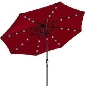 Solar LED Lighted Patio Umbrella w/ Tilt Adjustment, UV-Resistance - 10ft