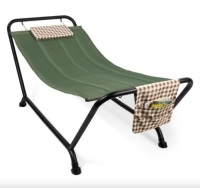 Outdoor Patio Hammock for Backyard, Garden w/ Stand, Pillow, Storage Pockets