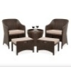 5-Piece Outdoor Wicker Bistro Set w/ Side Storage Table, No Assembly