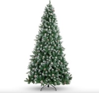 Pre-Decorated Christmas Tree w/ Pine Cones, Flocked Branch Tips, 7.5ft