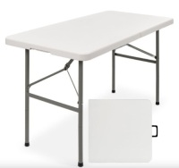 4ft Portable Folding Plastic Dining Table w/ Handle, Lock