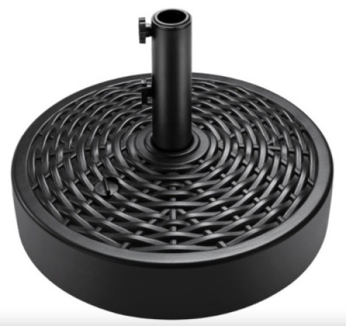 Plastic Faux Wicker Patio Umbrella Base Accessory w/ 2 Adjustment Knobs